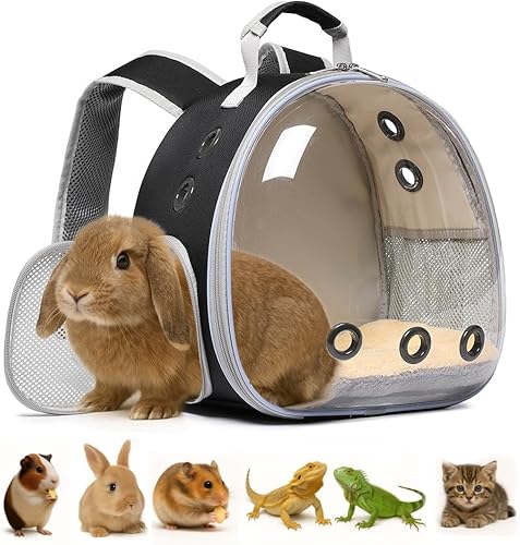 Transportador de conejos, conejillos de indias, mochila transportadora de animales pequeños para conejos, dragón barbudo, lagarto, hámster, gatito.