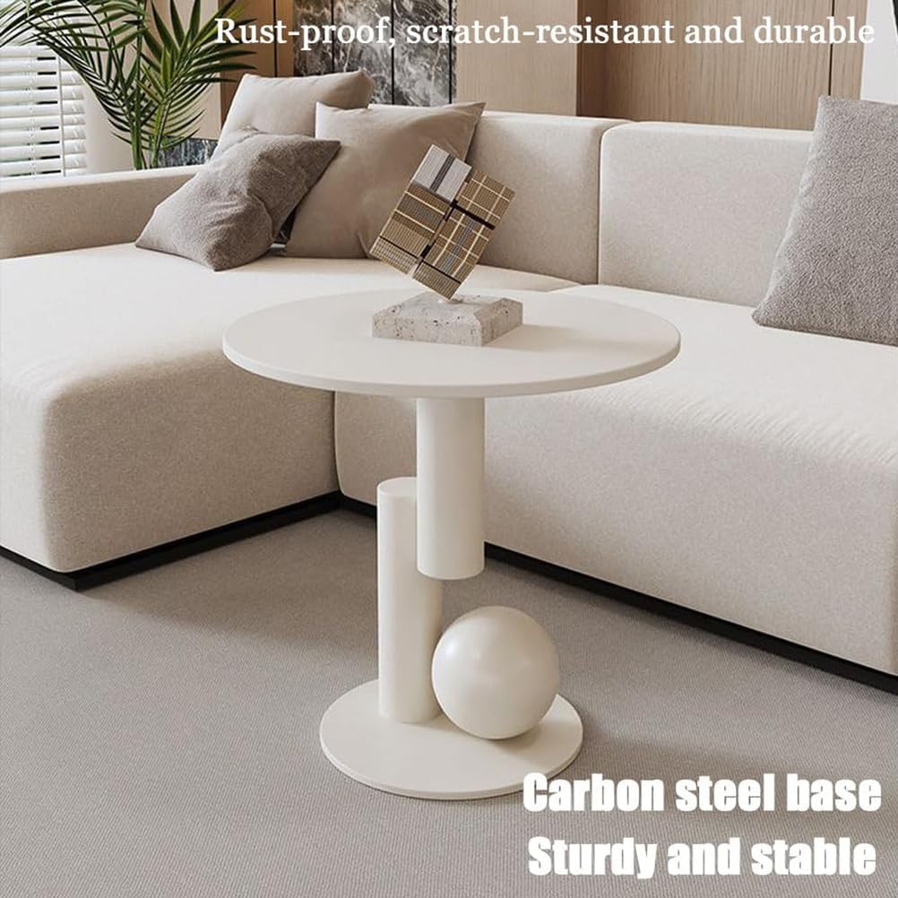 Oval Stone Coffee Tables for Living Room,Modern Oval Coffee Table Contemporary Stone,Center Table with Side Tables Set of 2,Abstract Tables for Living Room,Office,White,120 * 60cm