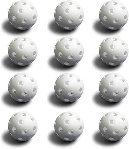 12 Pack Plastic Hollow Balls Regulation Size Practice Balls for Softball Pickleball Wiffle Ball Teeball