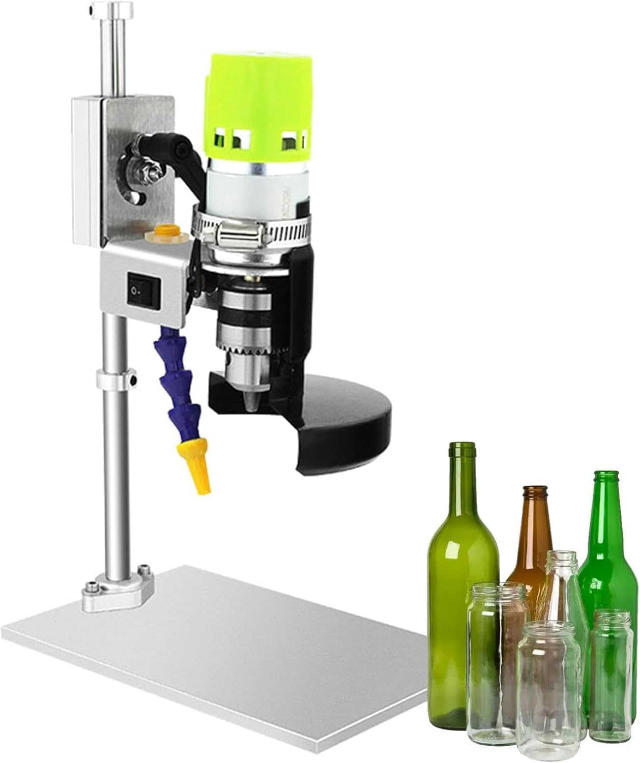 Cortador de botellas eléctrico, máquina de corte de vidrio multifunción, disco de 60 mm, 7 velocidades ajustables 2000-6000 rpm, profundidad máxima de corte de 30 mm, para vidrio y cerámica
