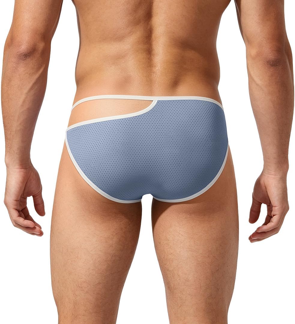 SUMABA Men's Sexy Briefs Bulge Enhancing Underwear Low Rise Breathable Mesh Panties