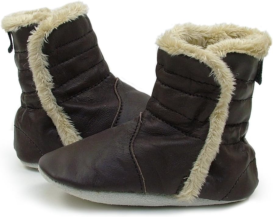 Tommy Tickle Soft Leather Pull-Apart Boots with Soft Warm Faux Fur Lining for Infants, Babies and Toddler