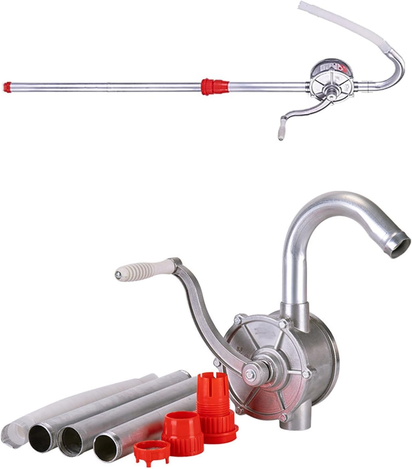 50L/min Rotary Hand Pump, Aluminum Alloy Manual Oil Transfer Pump for Diesel Gasoline Kerosene Tank Barrel(3.2cm/1.3in)