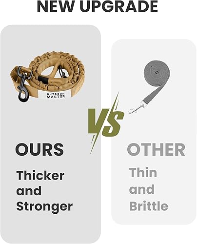 Miniatura 5 de OutdoorMaster Correa elástica para perro, correa resistente para perro con absorción de golpes, 2 asas acolchadas, correa de entrenamiento mejorada