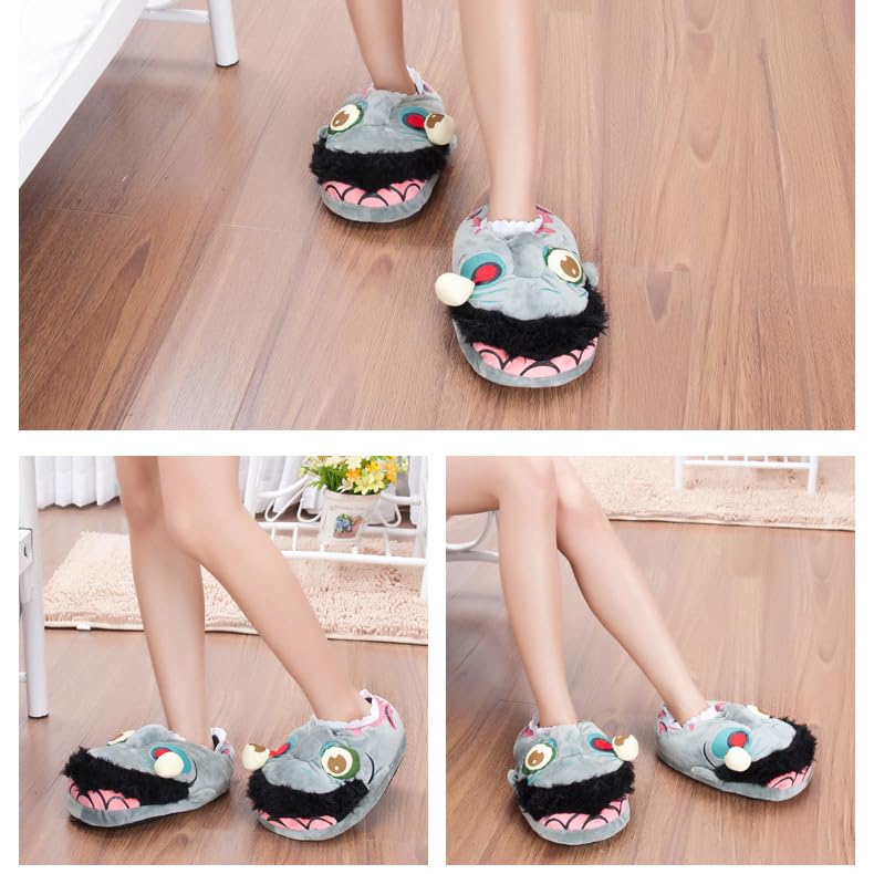 Loizziuy Halloween Zombie Fuzzy Slippers Whimsical Thick Non-Slip House Shoes for Warmth Fun Cartoon Cotton Slippers Gift4