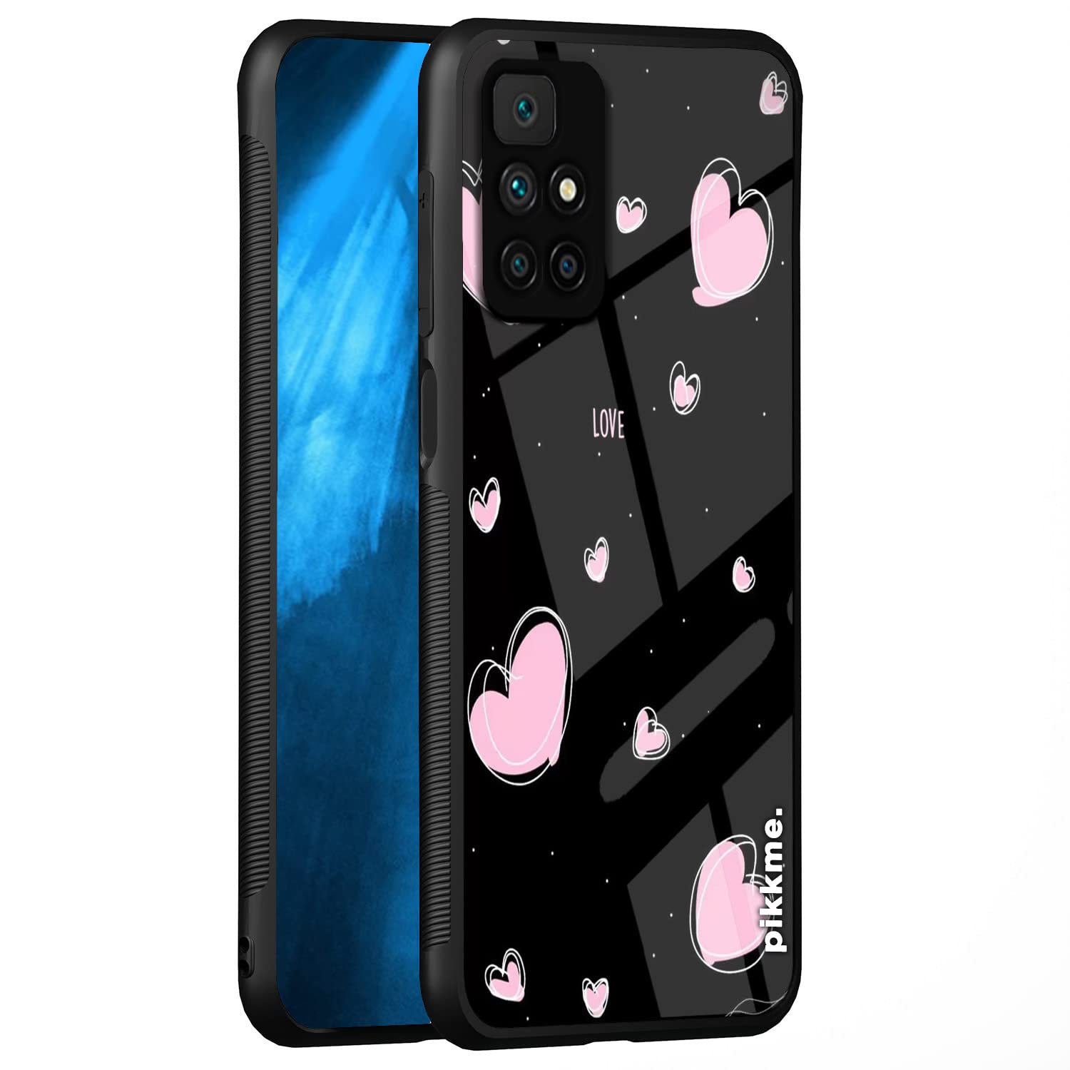 Pikkme Redmi 10 Prime Back Cover for Girls | Ultra Hybrid Pink Heart Black Printed Glass Case | Soft TPU Sides with Anit-Skid Grip Protection (Girls2 30) (B0BWFGJ7JX) Amazon Price History, Amazon Price Tracker