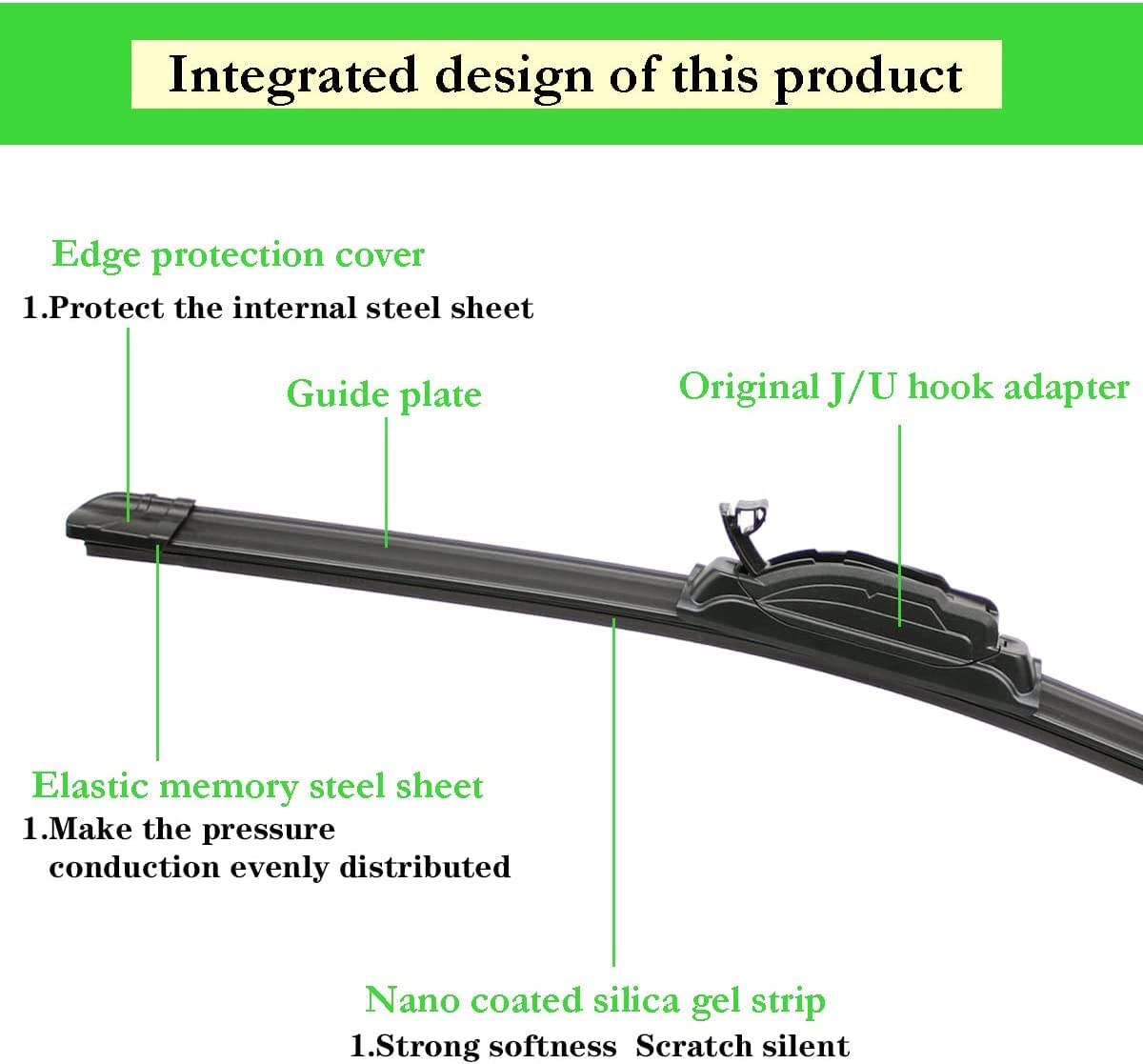 OEM Quality 26" + 22" Premium All-Seasons Durable Stable And Quiet Windshield Wiper Blades (Set of 2)