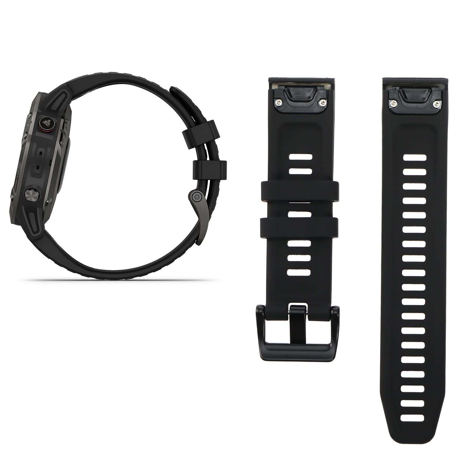 VGOL 22mm Watch Strap Smart Watch Sport Bands Compatible with Fenix 5/Fenix 6 Pro/Fenix 6 Solar/Fenix 5/Fenix 5Plus Silicone Soft Waterproof Quick Release Black - Image 3