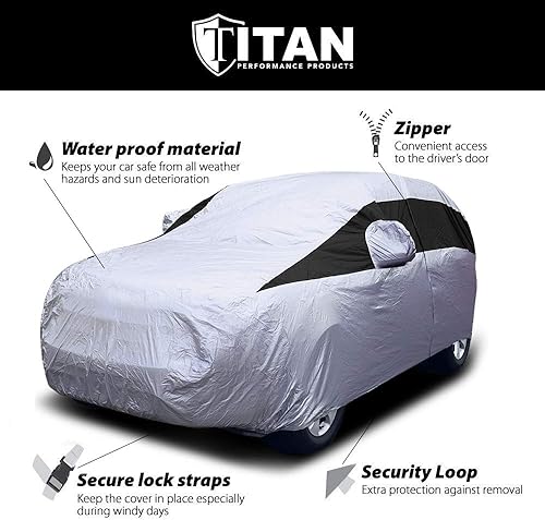 Miniatura 5 de Titan Funda ligera para automóvil. SUV mediano. Compatible con Ford Explorer, Jeep Grand Cherokee y más. La funda impermeable mide 206 pulgadas e