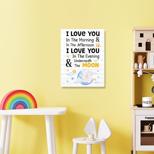 Miniatura 7 de Decoración de pared de bebé elefante para guardería, lienzo enmarcado para decoración de pared de habitación de bebé, cuarto de bebé, 14