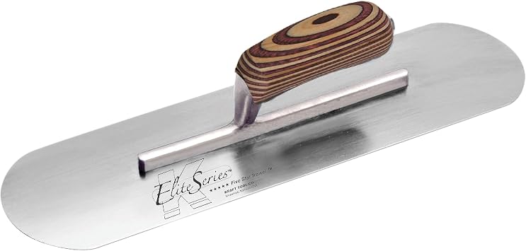 Kraft Tool CFE448 18"x4" Elite Series Five Star Carbon Steel Pool Trowel w/Laminated Wood Hdl - 15-5/8" Shank