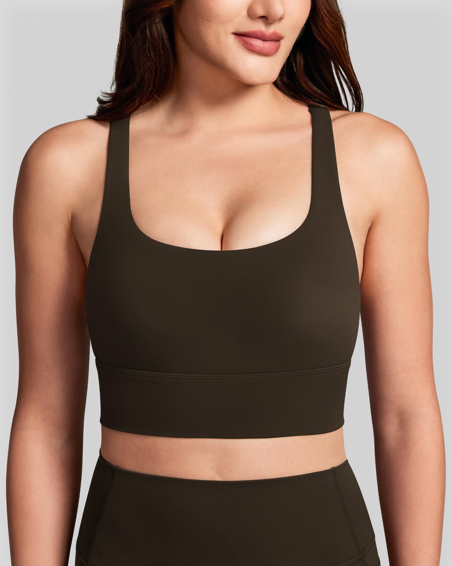 Queenie Ke BareLuxe Sports Bras for Women Padded Medium Support for Yoga Cross Back Strappy Square Neck Workout Tops — view 4