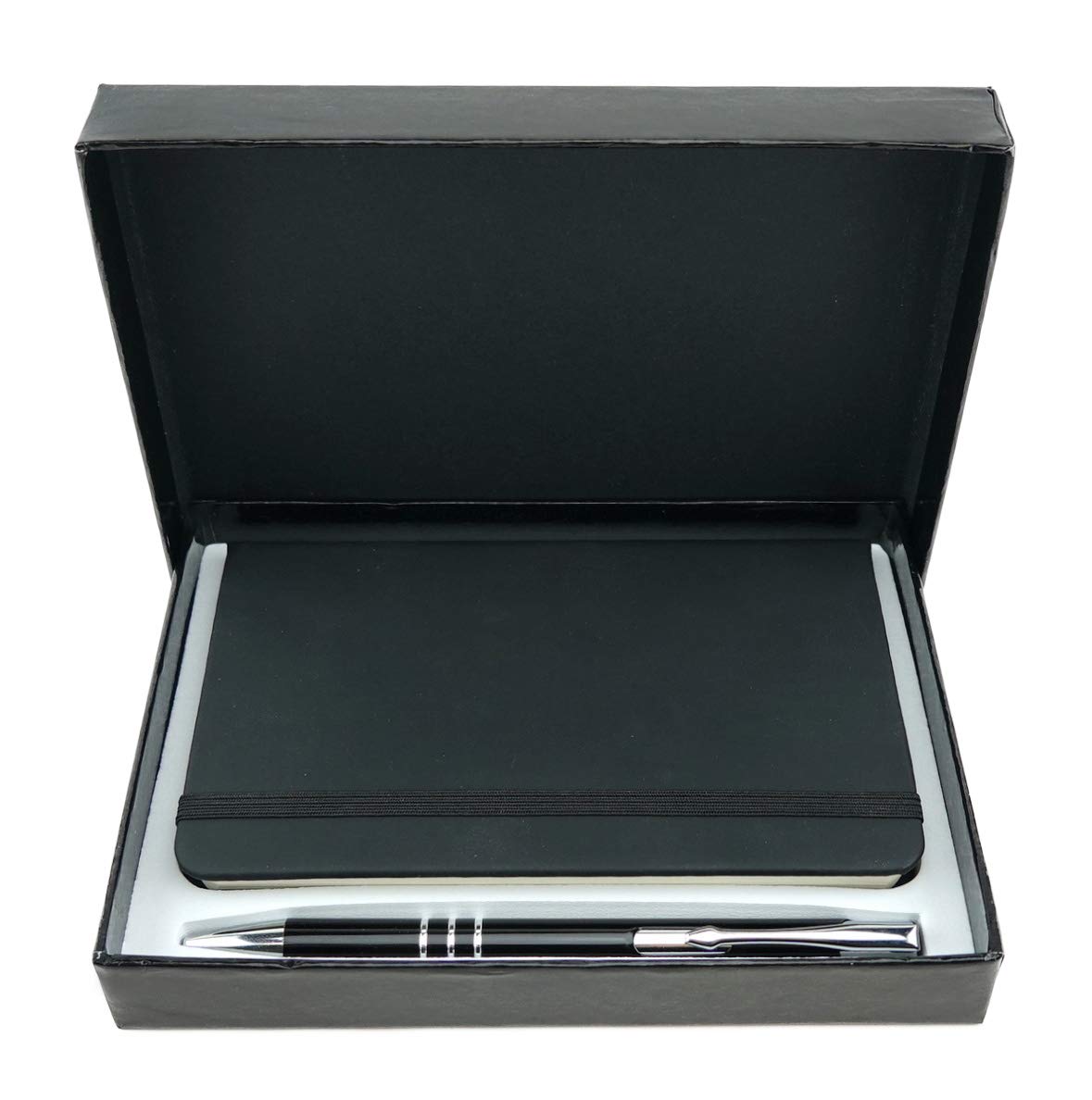 TigerTie - Writing Set including retractable ballpoint pen and notebook in gift box. - Black - One size, Set Black