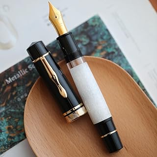 Majohn P139 NO.8 Fine Nib Piston Fountain Pen with Box, Brass Piston System Large Capacity Writing Pen