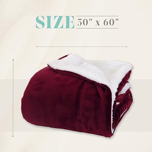 Miniatura 3 de Elegant Comfort Manta reversible de franela sherpa, ultrasuave, mullida, acogedora y afelpada, manta decorativa ligera para todas las estaciones, 50