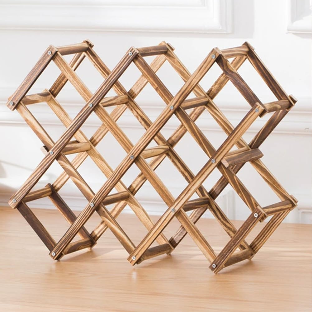 Organizador de Vinos de Madera, Soporte Plegable y Apilable