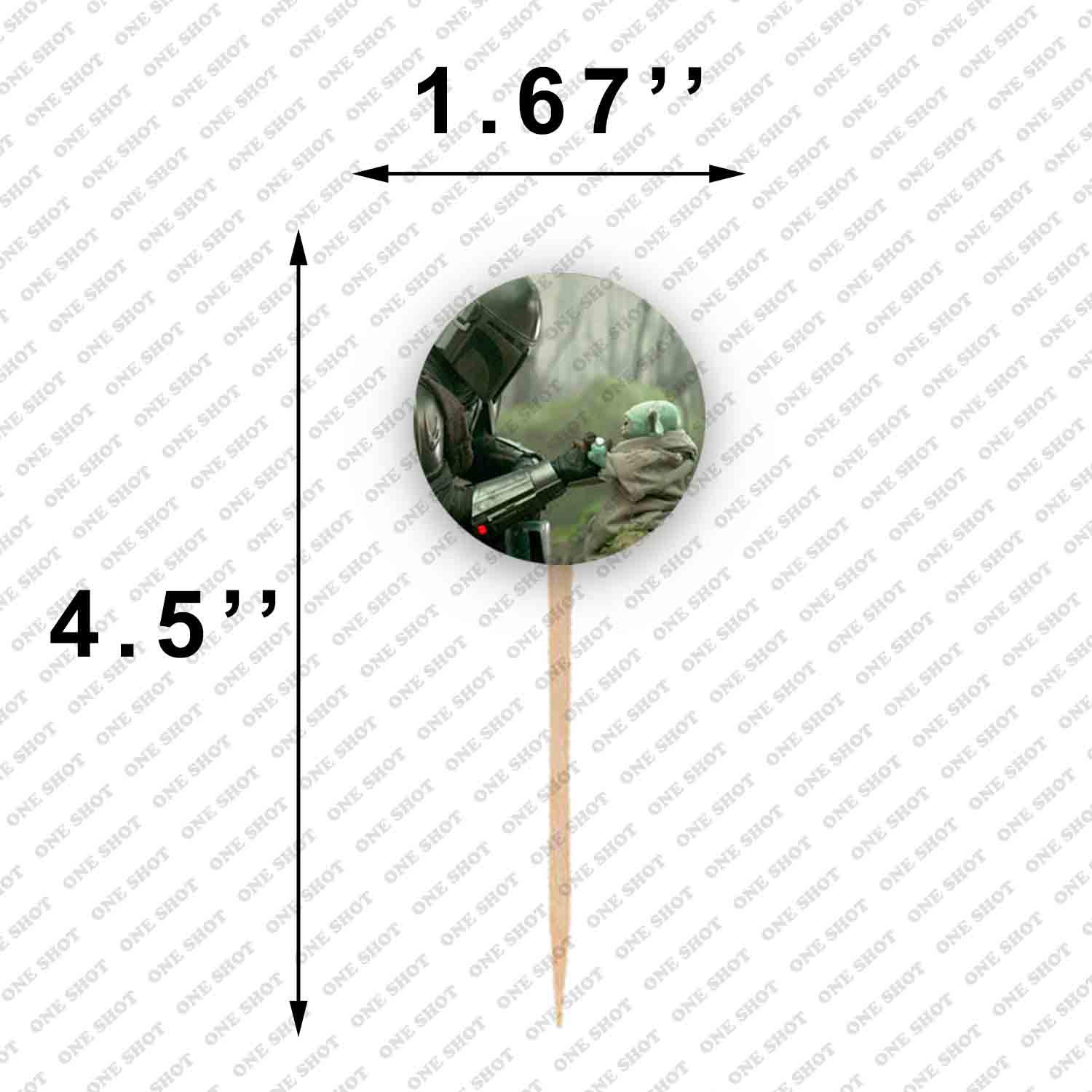 One Shot Baby Yoda Mandalorian Cupcake Toppers, 12 Count, Green, Birthday, General