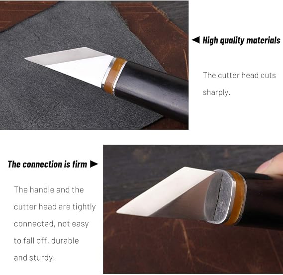Leather Cutting Knife with Wooden Handle Leather Skiving Knife Leather Cutting Tool Leather Craft Skiving Knife Leather Working Tools for Leather Work with Exquisite Package