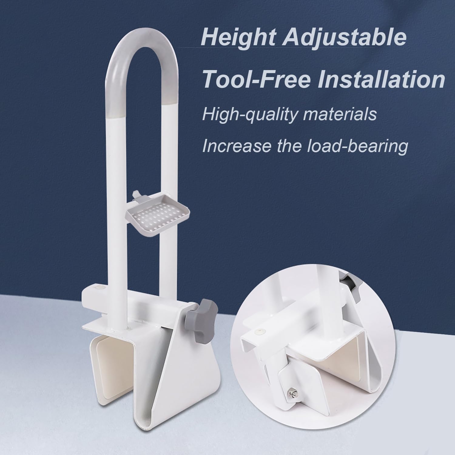 Einstiegshilfe Badewanne，Badewannengriff Ohne Bohren，Einstellbar Einstiegshilfe Badewanne Verstellbar 7.5-17 cm, Haltegriff Bad Weiß, Ein und Ausstiegshilfe Grau