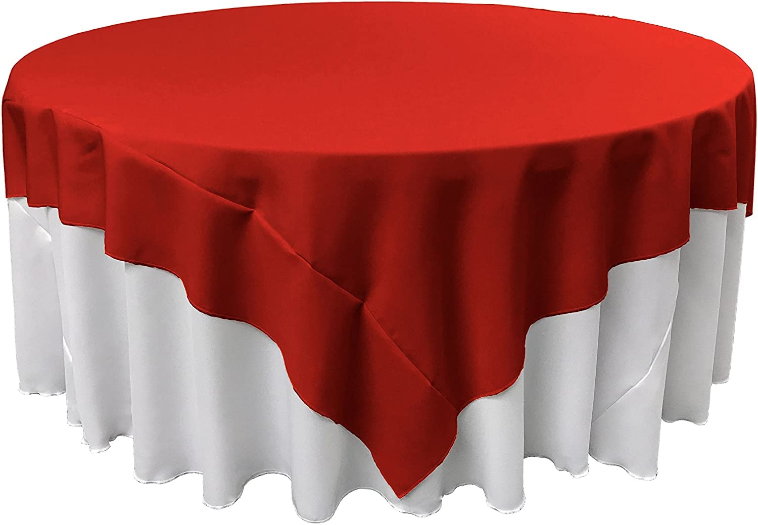 LA Linen Polyester Poplin Square Tablecloth, Red, 90 x 90-Inch