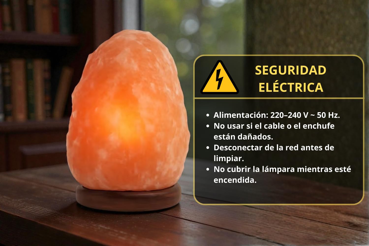 LAMPARA DE SAL DE 15 A 20 KILOS CON CABLE Y BOMBILLA INCANDESCENTE INCLUIDOS