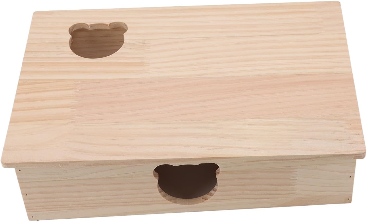 Focket Hamster House Hideout, 6 Room Log Movable Roof Wooden Hamster Hideout, Multi Chamber Maze House with Removable Roof for Gerbils Small Pets