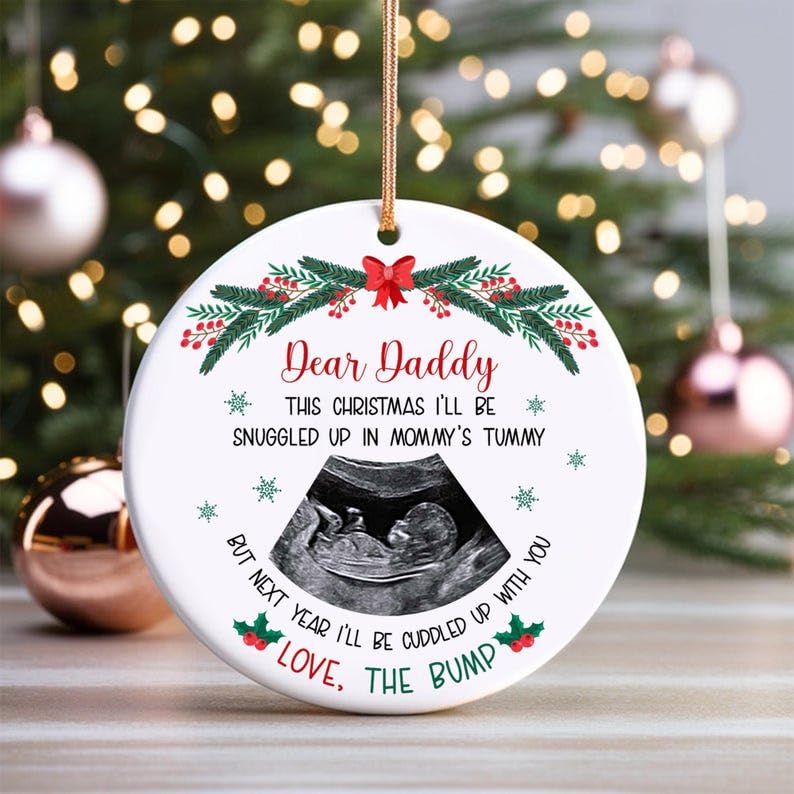 Custom Ultrasound Ornament, Personalized Baby Arrival Announcement Ornament, Pregnancy Announcement Ornament, Ultrasound Christmas Ornament