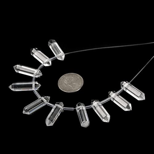 Vista 27 de Cuarzo rosa de 1.28 pulgadas (1.260 in) con piedras preciosas naturales hexagonales para hacer joyas, cuentas de curación de reiki de chakras