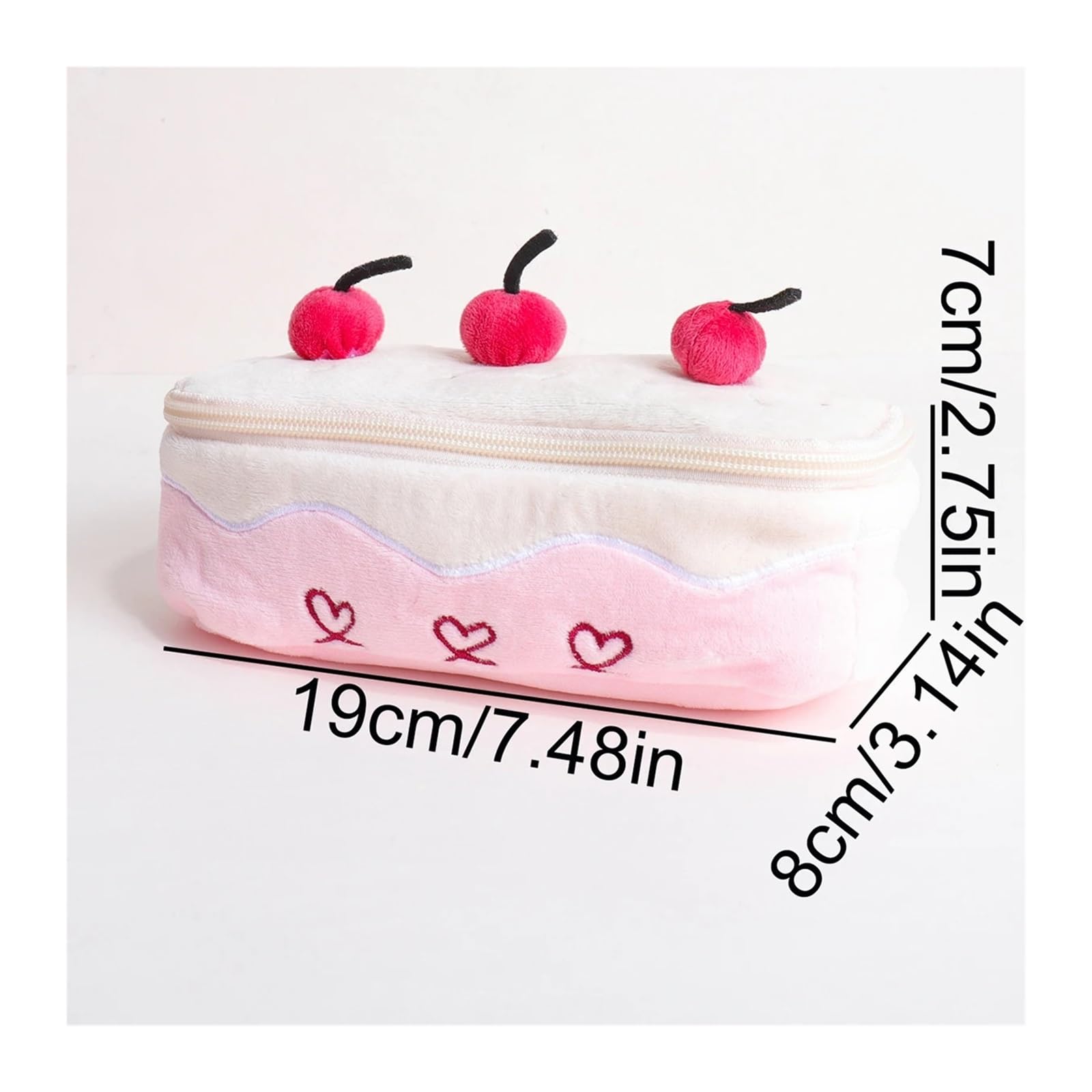 Borsa portapenne in peluche con ciliegia for l'ufficio scolastico | Grande capacità, design for torte, decorazione multifunzionale e carina(Black)