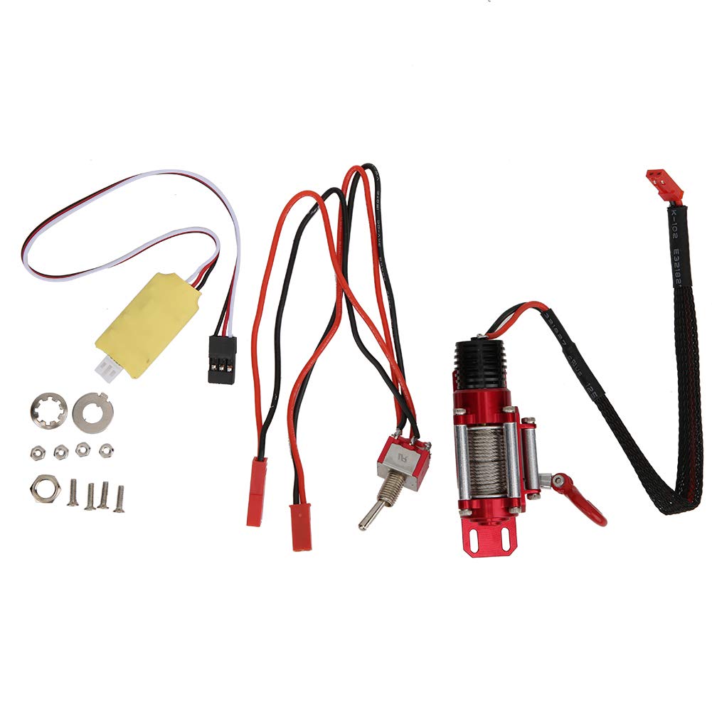 Wciągarka elektryczna samochodu RC Metalowy plastikowy panel przełączników zdalnego sterowania Akcesoria do samochodu gąsienicowego RC w skali 1/10 Samochód wspinaczkowy Czerwony