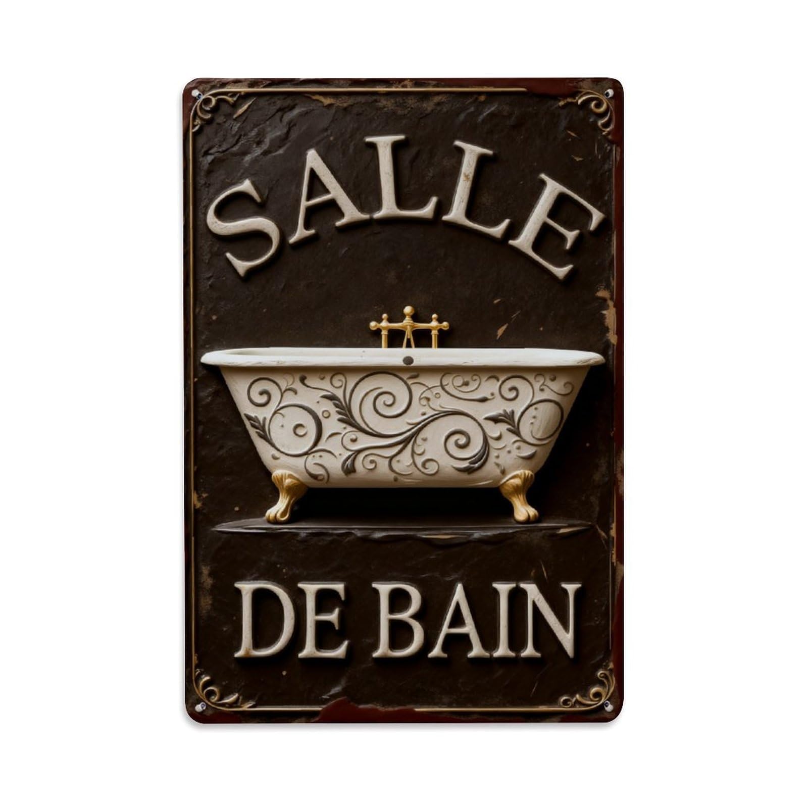 Vintage Bathtub Ornate Design Sign Vintage Metal Tin Sign Retro Wall Decor, Bar Garage Cafe Kitchen Home Wall Art Poster Decoration 8x12inches