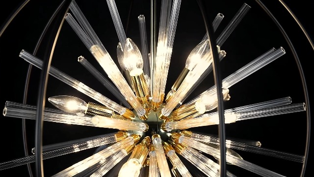 Image of Vezzio Black and Gold Crystal Chandelier for Dining Room Kitchen Island