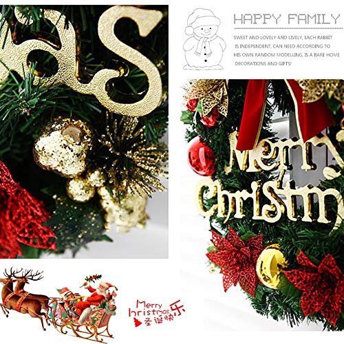 Osierr6 Artificial Christmas Wreath, Traditional Xmas Decorations, 11.8 Inches, Pine Garland Ornament For Front Door, Wall, With Bowknot, Ball, Flowers, Bells, Gifts(Size:c) #TOP1