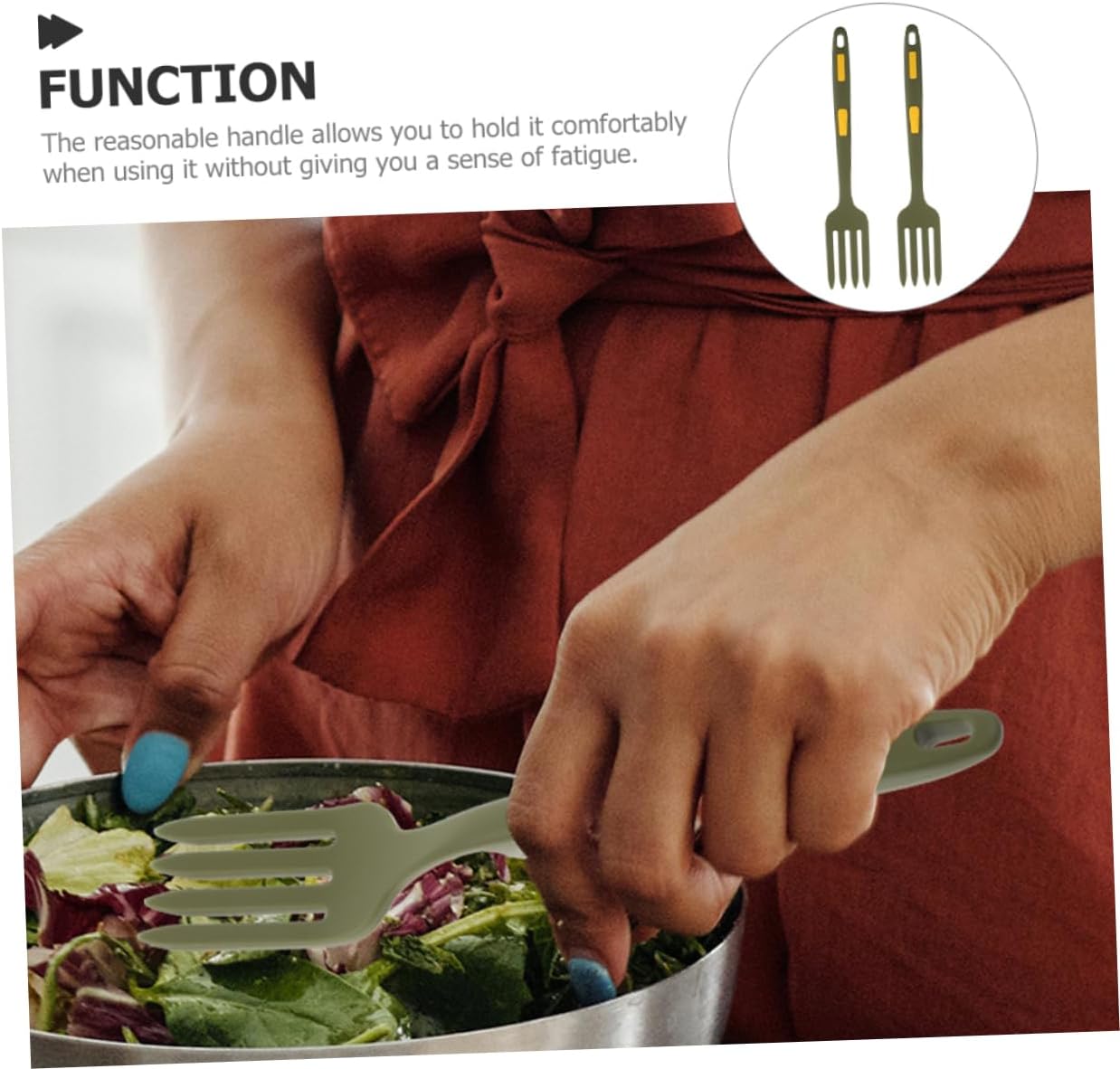 COLLBATH 2pcs High Temperature Resistant Silicone Fork Flexible Dishwasher Safe for Cooking Pasta Salad Spaghetti
