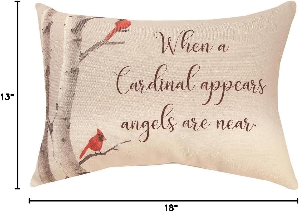 Manual Woodworker When A Cardinal Appears Angels are Near Pillow - Bird Pillow - Outdoor/Indoor Pillow - Decorative Pillow, 18 x 13 Inches