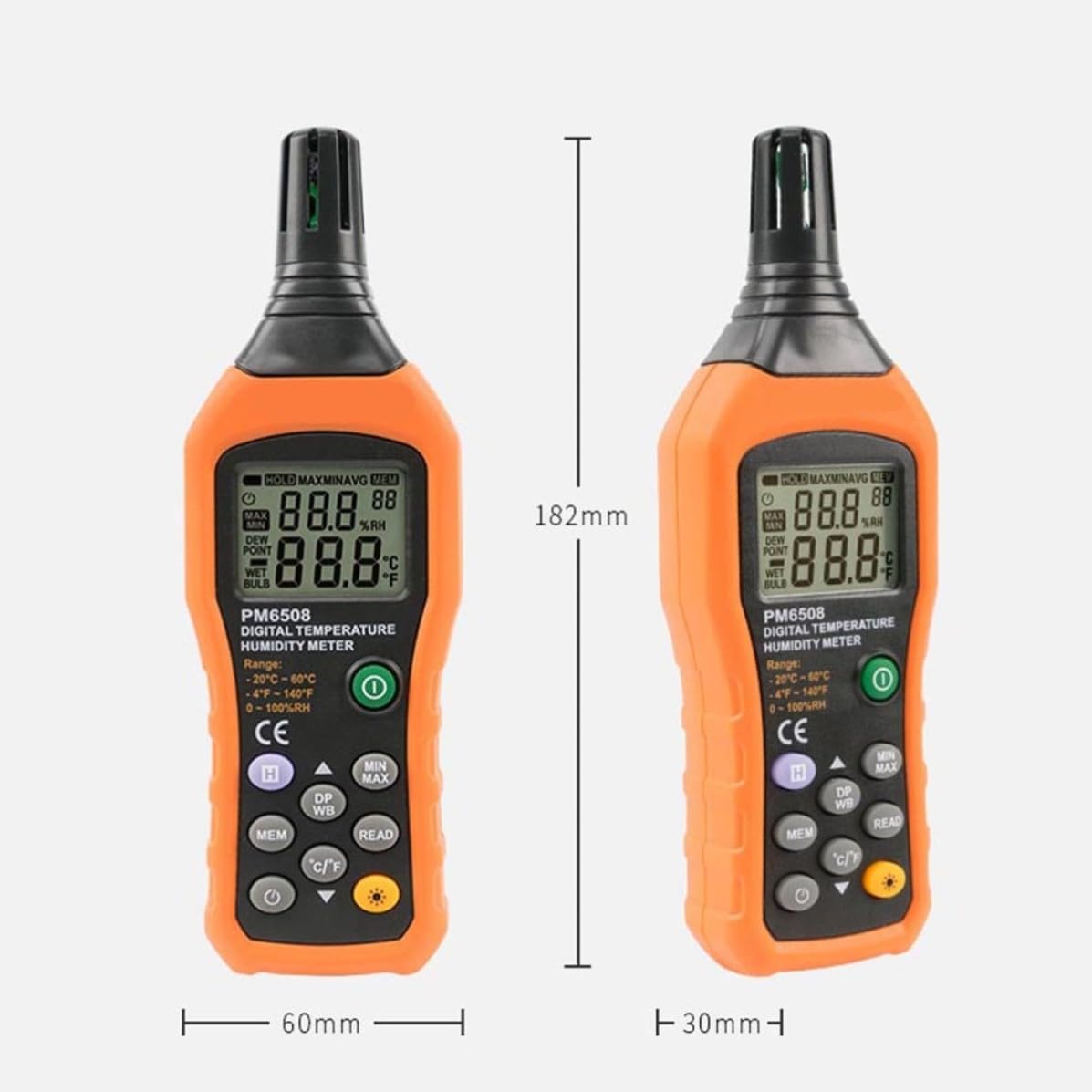Medidor de Temperatura y Humedad Pm6508 Pantalla Electrónica
