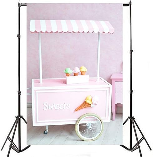 Miniatura 4 de Yeele Telones de fondo para carrito de helados dulces de 8 x 12 pies para fotografía de fondo de carrito de bebé, decoración de fiesta de baby