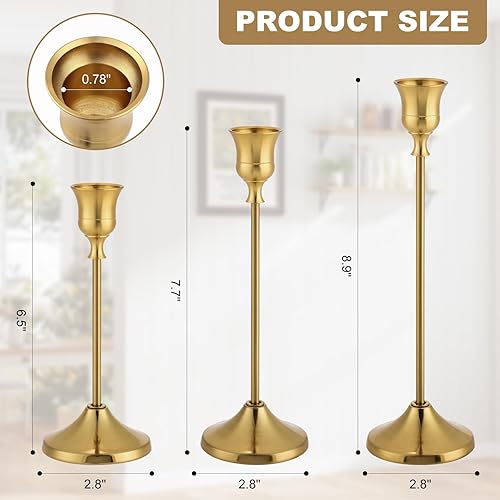 Miniatura 2 de Portavelas con almohadilla antideslizante, portavelas cónico de metal, portavelas para boda, chimenea, repisa, regalo de inauguración de la casa