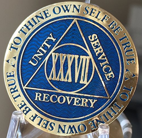 Chip AA bleu 37 ans RecoveryChip médaillon de nacre et d'or - 4
