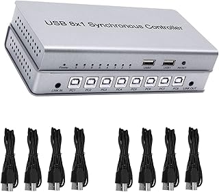 GUODDM 4/8 Port Smart KVM Switch, Multifuncional Keyboard Mouse Synchronizer Controller, DNF Switcher Splitter,USB2.0 Full Speed Technology 12Mbps Controller, for Windows/Linux (Size : 8 ports)
