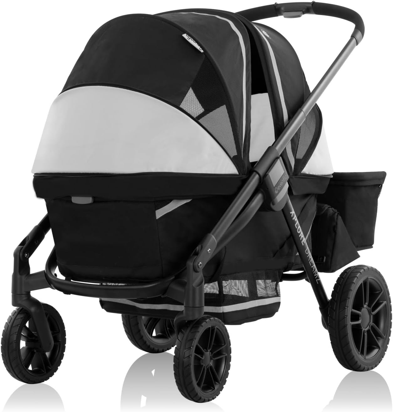 Evenflo Pivot Xplore Dreamz All-Terrain Stroller Wagon with Bassinet Insert (Jetsetter Black)