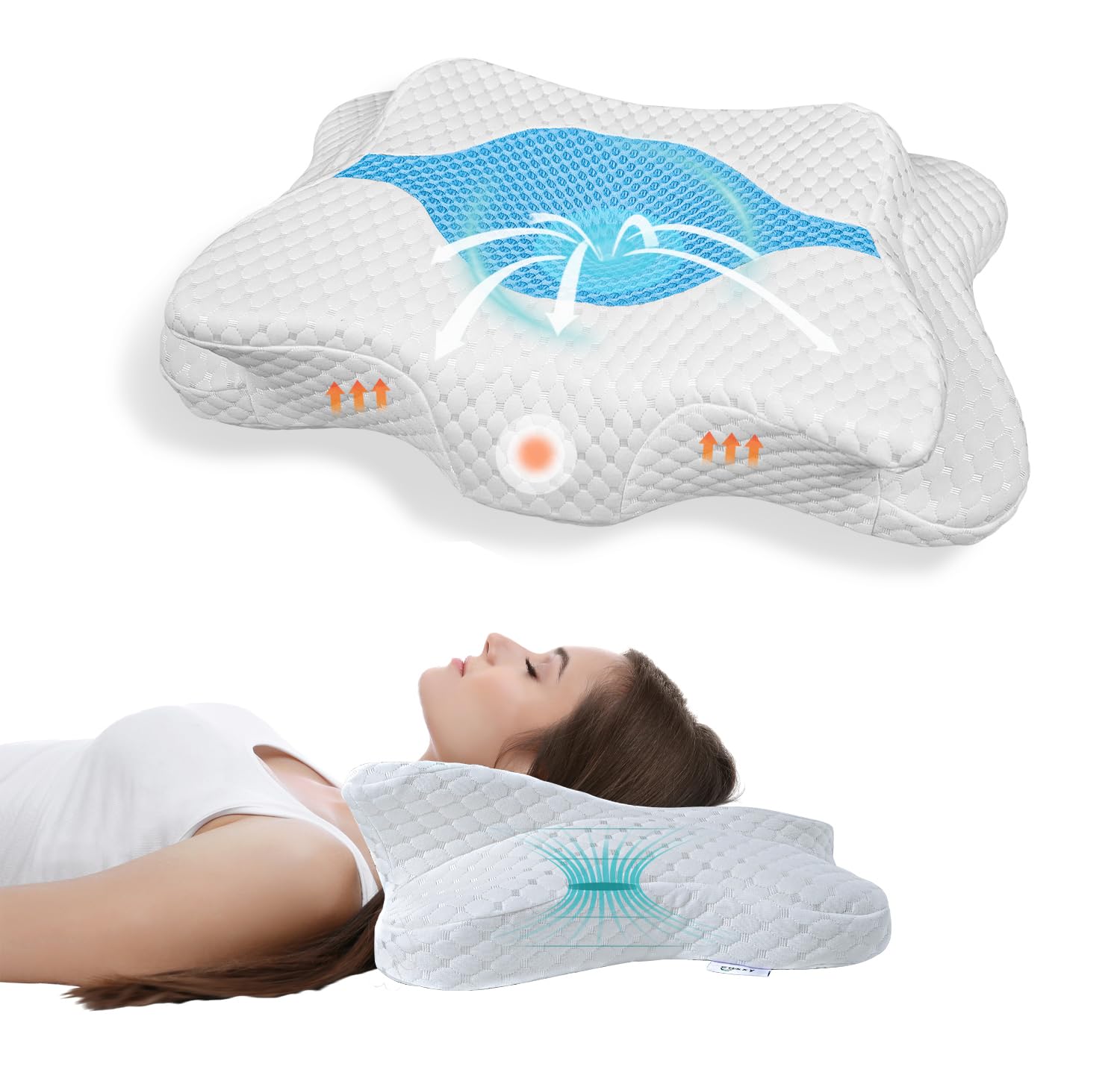 CHxxy Poduszki z pianki z pamięcią kształtu, łagodząca ból szyi i ramion, ergonomiczna poduszka konturowa, miękka, do spania na boku, do spania na brzuchu i spania na plecach