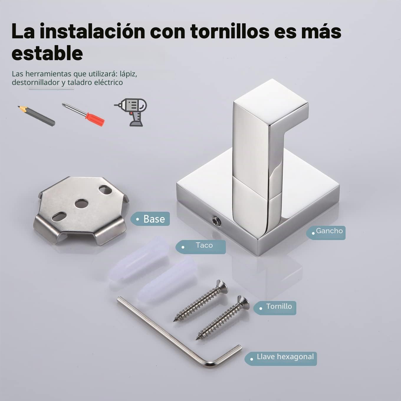 KOKOSIRI Ganchos para toallas, accesorios de baño, accesorios de hierro, ganchos para albornoces, acero inoxidable, 3 unidades, ganchos de pared, cocina, hogar, cromo pulido B1010CH-P3