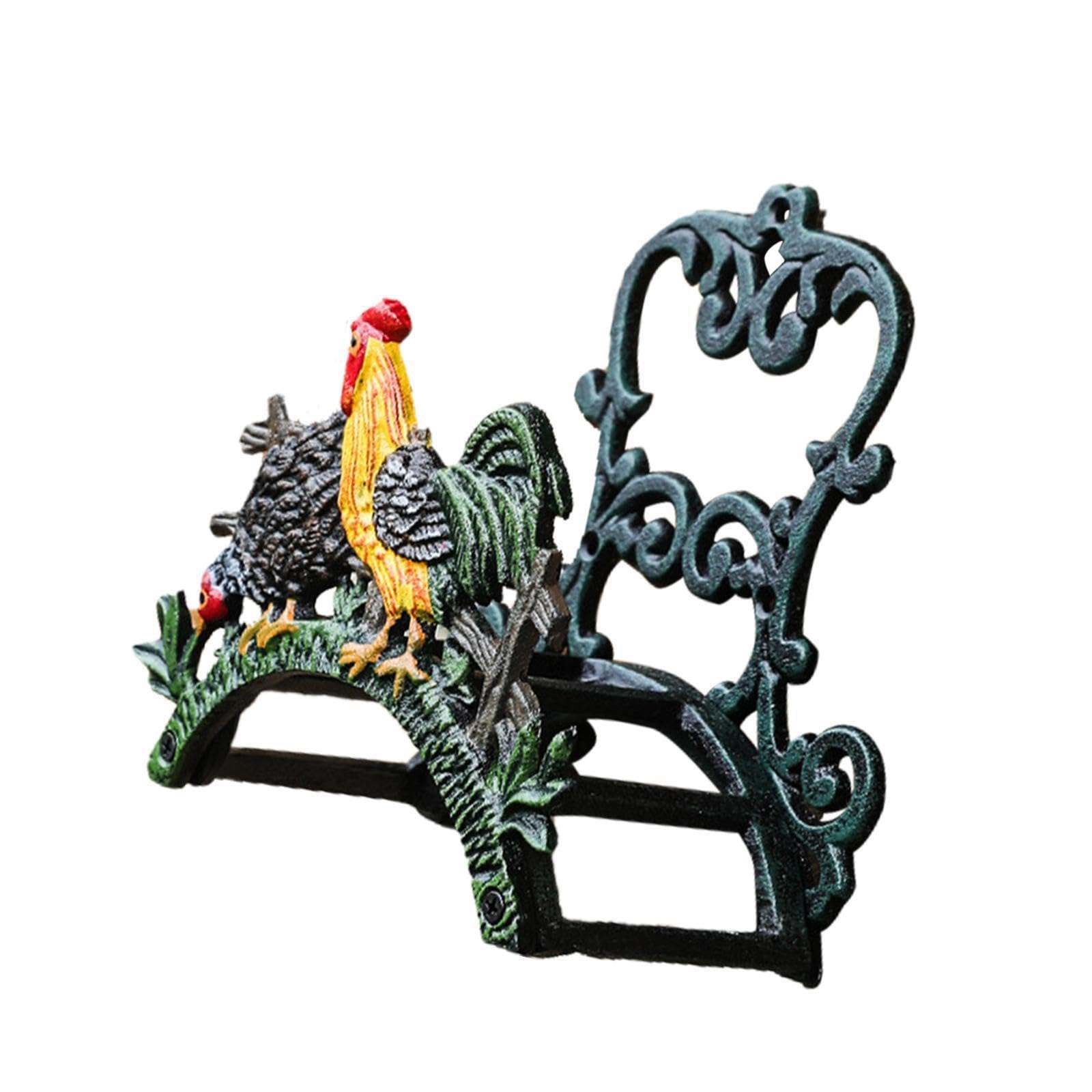 Soporte para Manguera de jardín con diseño vívido, de Pared, Ideal para Vallas Exteriores u Otros Lugares. Soporte Creativo para Manguera jardín Hierro Fundido, Pollo, 22x11x21.5cm