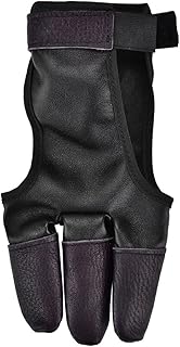 Archery Shooting Gloves, 1pc 3-Finger Archery Protective Glove Hand Guard Protector for Recurve Straight Bow Shooting Accessory Black