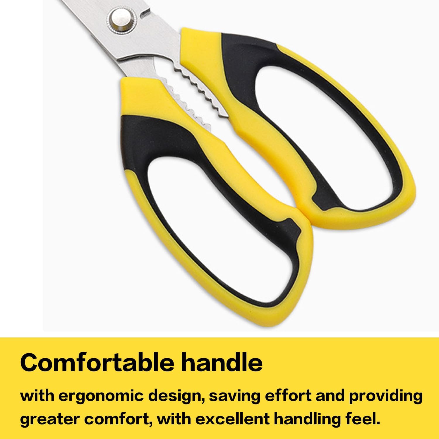 Heavy Duty Utility Scissors 8-Inch – Multipurpose All Purpose Scissors with Serrated Blades for Cutting Carpet, Cardboard, Wire, Leather, Fabric – Sharp Kitchen, Office & Craft Shears