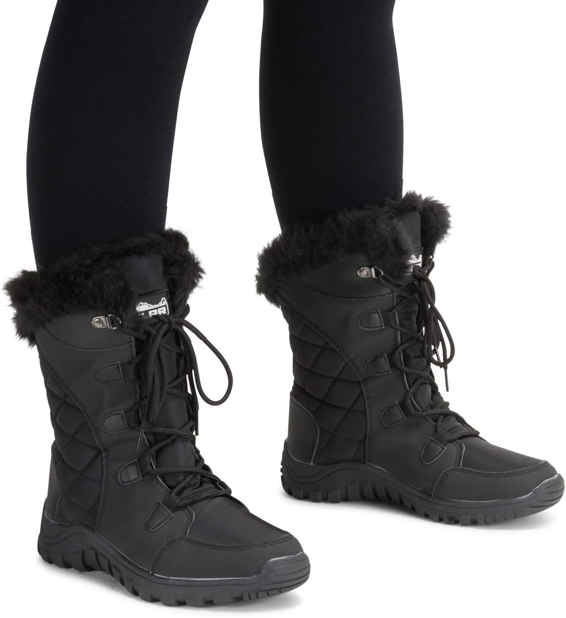 POLAR Womens Quilted Faux Fur Cuff Winter Duck Rubber Sole Durable Snow Rain Outdoor Boots - Image 7