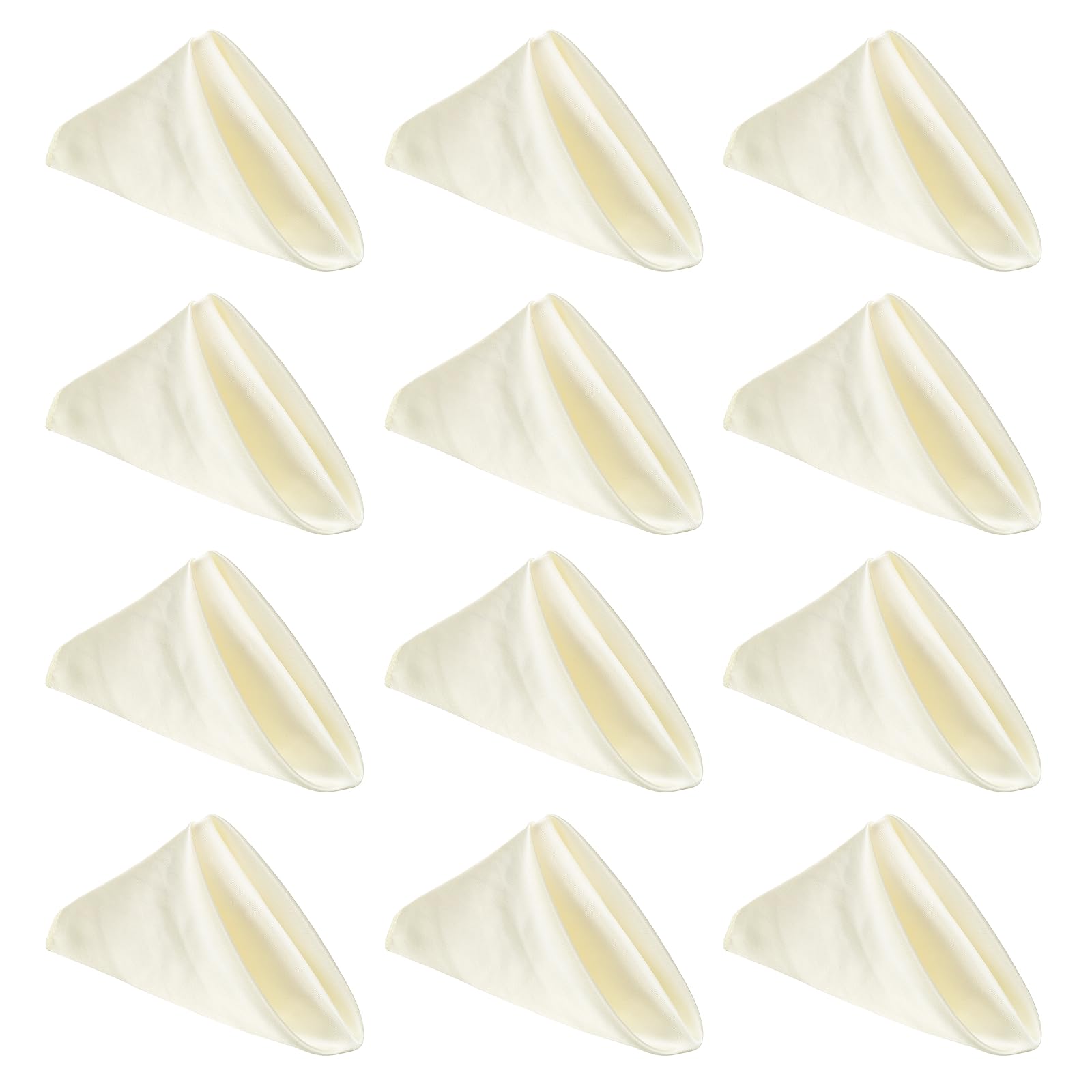 sourcing map 12 Pcs Beige Satin Napkins, 12x12 Inch Dinner Napkins Cloth Washable Polyester Soft Square Table Decoration for Restaurant Parties Wedding Dining Banquet Event โ image 1