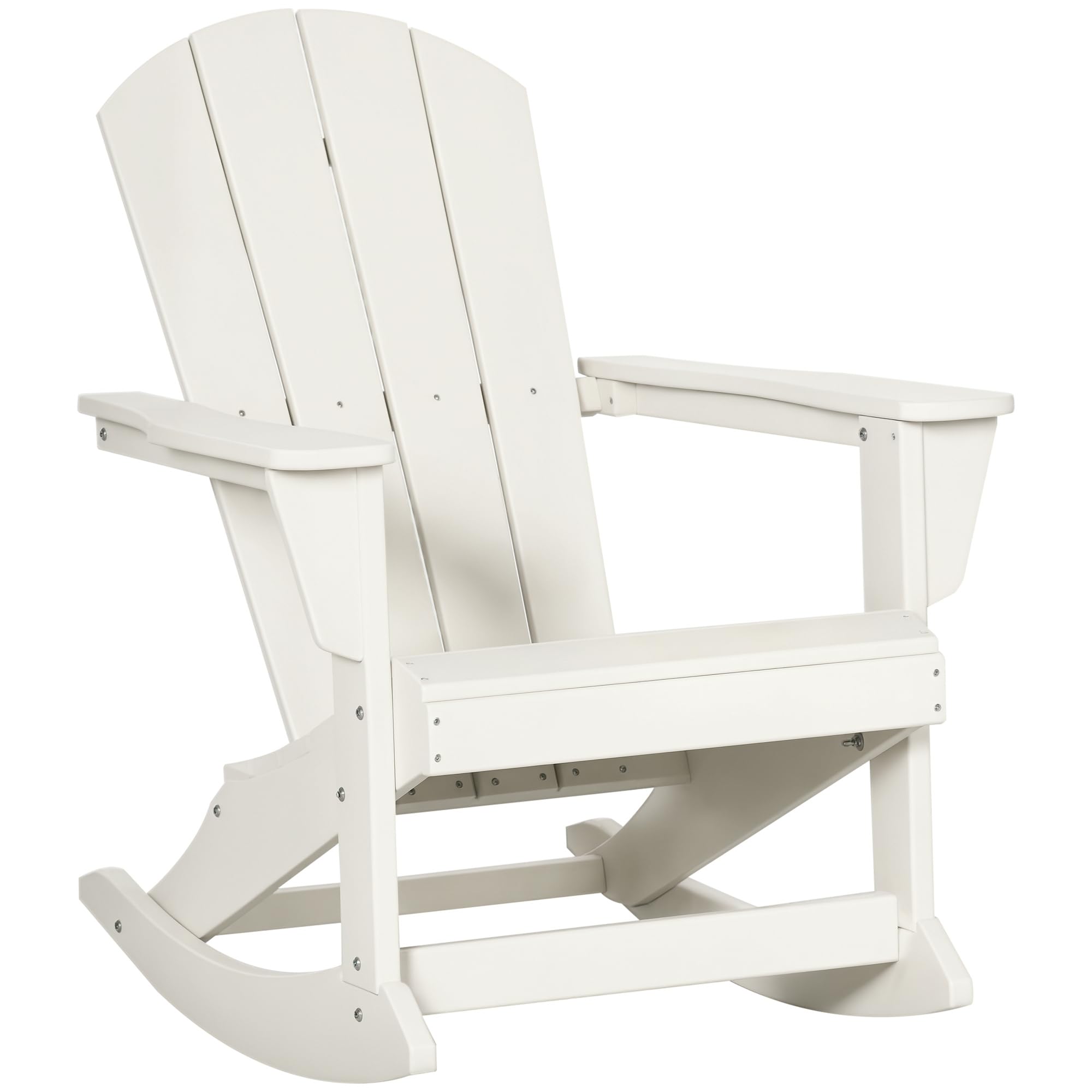 Outsunny Silla Mecedora de Jardín Mecedora para Exterior de Estilo Adirondack de HDPE para Balcón Terraza Patio Carga 120 kg 73,5x93x91,5 cm Blanco