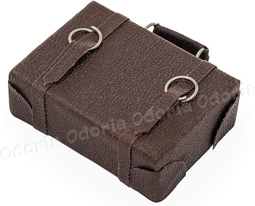 Miniatura 4 de Odoria 112 Maletín miniatura accesorios de decoración de casa de muñecas, marrón